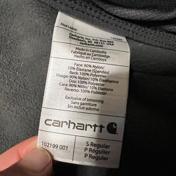 Carhartt Jacket Mens Small Rain Defender Full Zip Coat Black - Picture 7 of 9